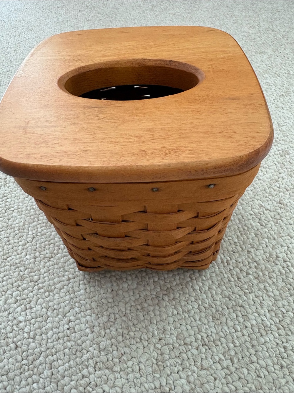 Longaberger Woven Wood Tissue Box w/Cover in Honey Brown 1997